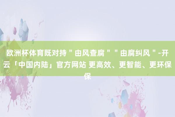 欧洲杯体育既对持＂由风查腐＂＂由腐纠风＂-开云「中国内陆」官方网站 更高效、更智能、更环保