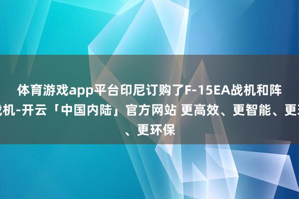 体育游戏app平台印尼订购了F-15EA战机和阵风战机-开云「中国内陆」官方网站 更高效、更智能、更环保