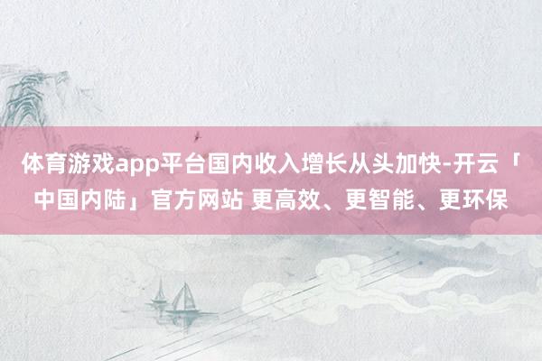 体育游戏app平台国内收入增长从头加快-开云「中国内陆」官方网站 更高效、更智能、更环保