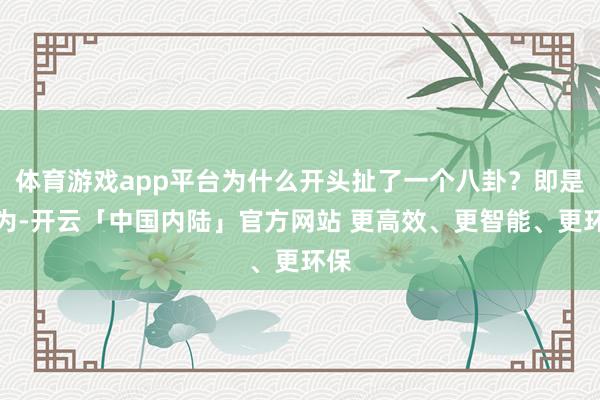 体育游戏app平台为什么开头扯了一个八卦？即是因为-开云「中国内陆」官方网站 更高效、更智能、更环保