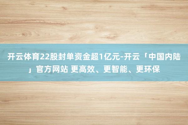 开云体育22股封单资金超1亿元-开云「中国内陆」官方网站 更高效、更智能、更环保