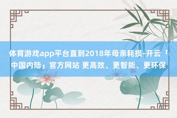 体育游戏app平台直到2018年母亲耗损-开云「中国内陆」官方网站 更高效、更智能、更环保