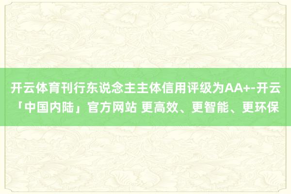 开云体育刊行东说念主主体信用评级为AA+-开云「中国内陆」官方网站 更高效、更智能、更环保