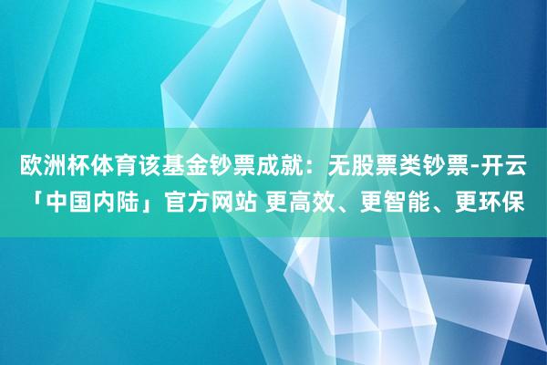 欧洲杯体育该基金钞票成就：无股票类钞票-开云「中国内陆」官方网站 更高效、更智能、更环保