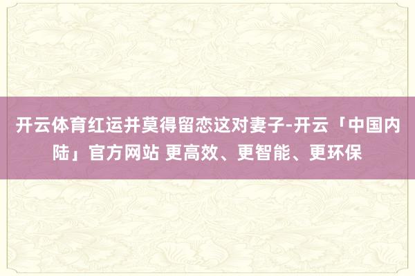 开云体育红运并莫得留恋这对妻子-开云「中国内陆」官方网站 更高效、更智能、更环保