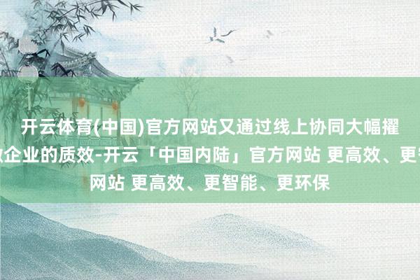 开云体育(中国)官方网站又通过线上协同大幅擢升了服务小微企业的质效-开云「中国内陆」官方网站 更高效、更智能、更环保