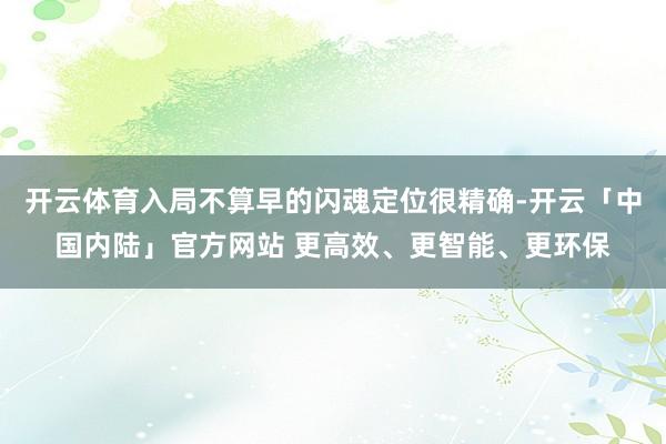 开云体育入局不算早的闪魂定位很精确-开云「中国内陆」官方网站 更高效、更智能、更环保