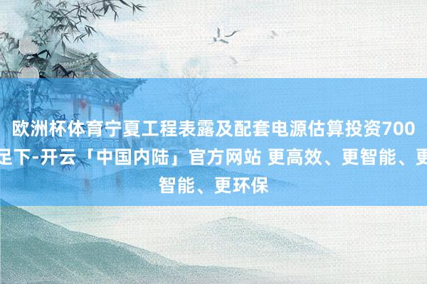 欧洲杯体育宁夏工程表露及配套电源估算投资700亿元足下-开云「中国内陆」官方网站 更高效、更智能、更环保
