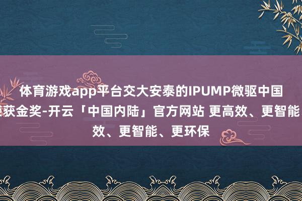 体育游戏app平台交大安泰的IPUMP微驱中国芯技俩荣获金奖-开云「中国内陆」官方网站 更高效、更智能、更环保