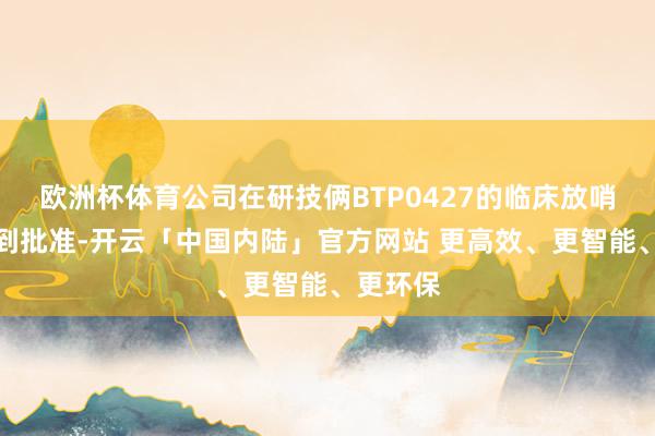 欧洲杯体育公司在研技俩BTP0427的临床放哨恳求得到批准-开云「中国内陆」官方网站 更高效、更智能、更环保