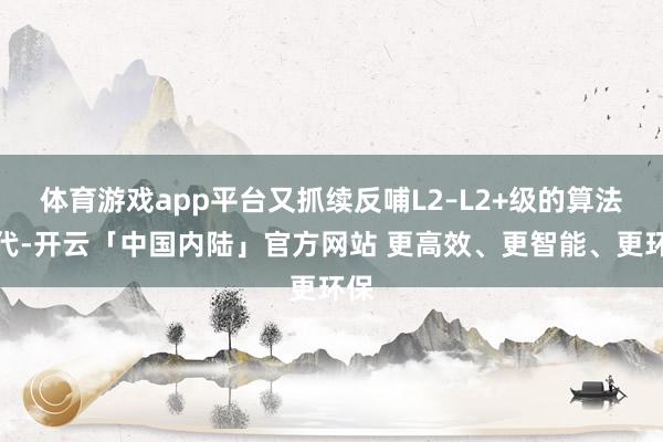 体育游戏app平台又抓续反哺L2–L2+级的算法迭代-开云「中国内陆」官方网站 更高效、更智能、更环保